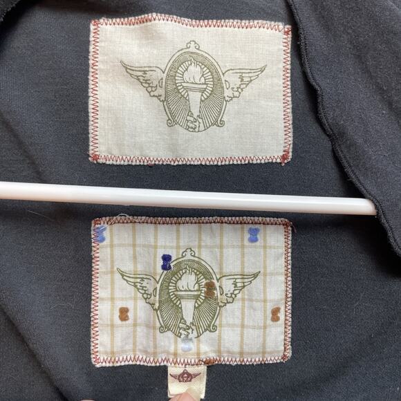 Burning Torch Silk Blend Cardigan Womens M Faded Black Cascade Front Embroidered - Picture 5 of 12